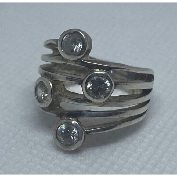 Premier Designs Inc. Cubic Zirconia Ridgeway Ring Silver Tone Size 6.5 - Picture 3 of 5